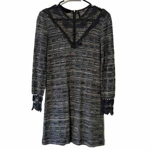 Vintage Goldworm Saks 5th Avenue Gray‎ Dress Sheath Crochet Butterfly Retro 6 *